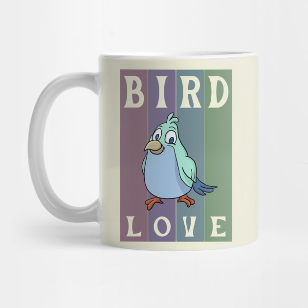 Retro cartoon bird - bird love by MusicianCatsClub